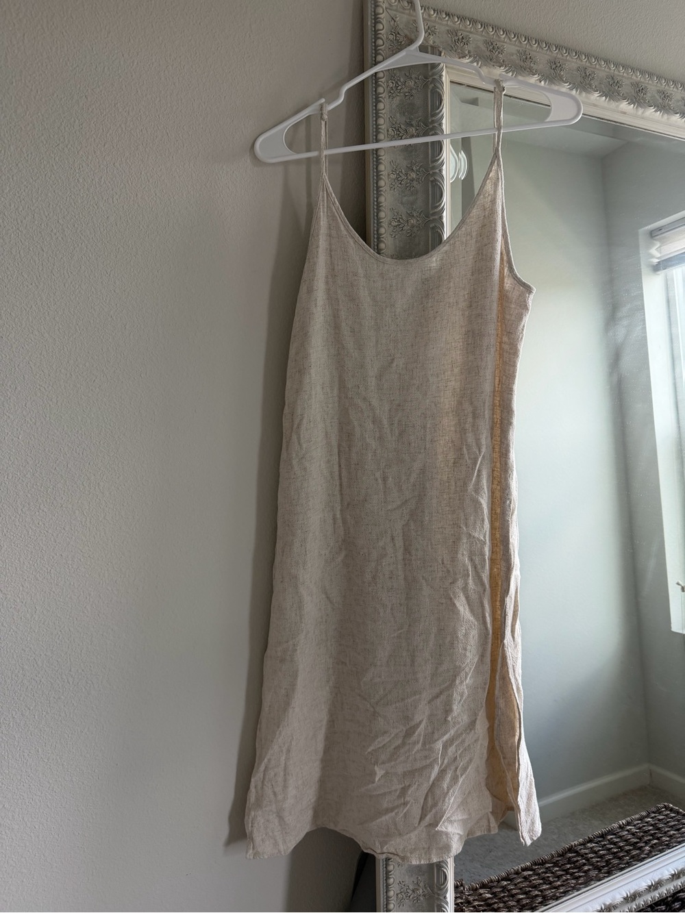 Carly Jean Los Angeles- Neutral Linen-Blend Slip Dress - Women's Beige/ Cream